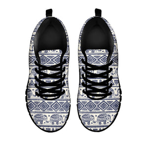 African Tribal Elephant Pattern Print Black Running Shoes