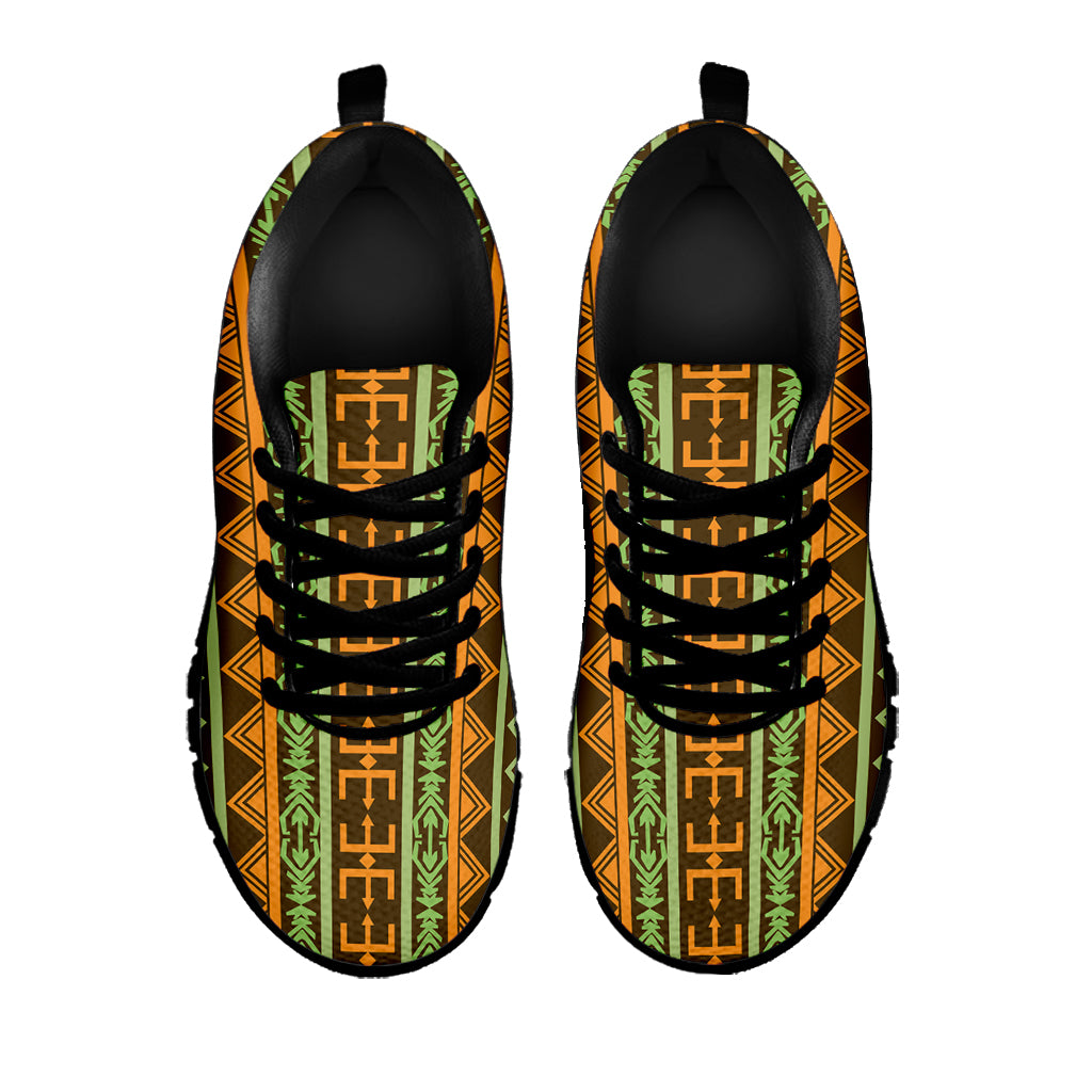 African Tribal Inspired Pattern Print Black Running Shoes