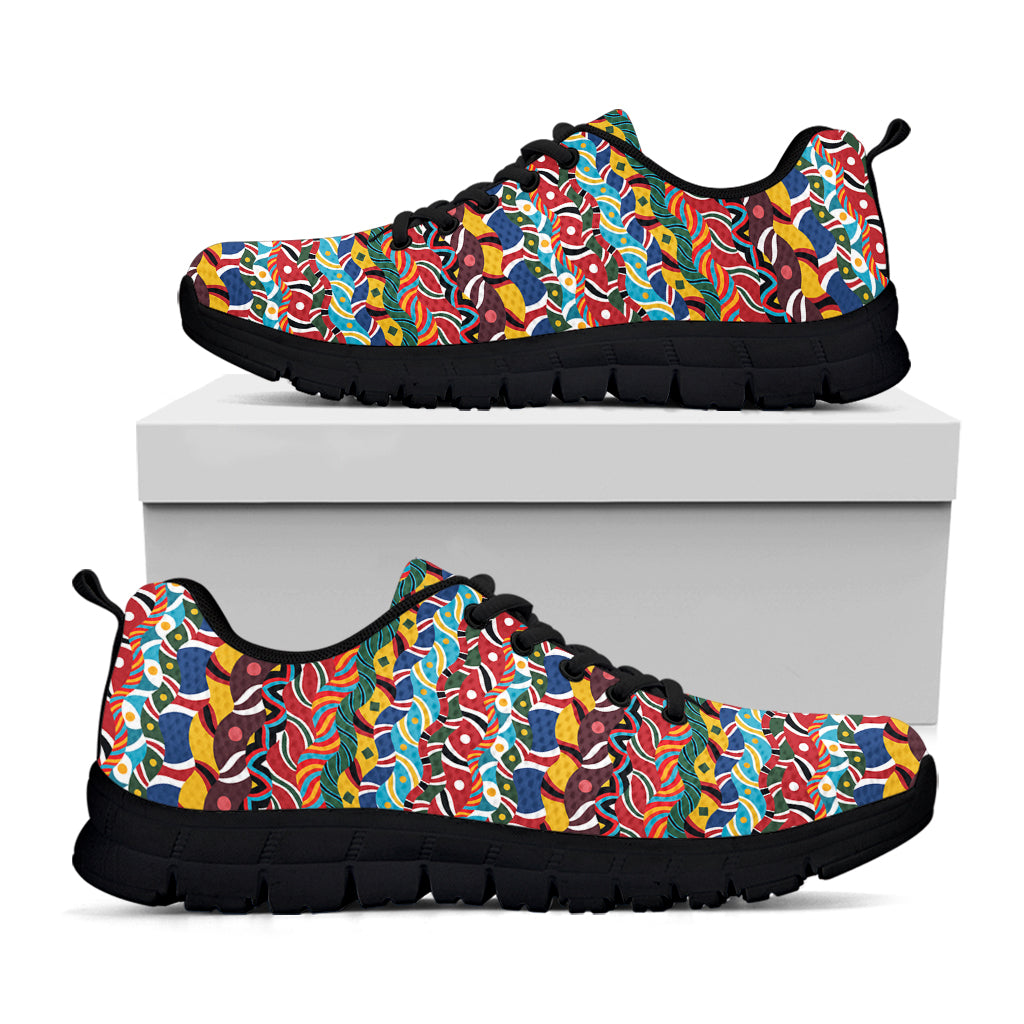 Afro African Ethnic Pattern Print Black Running Shoes