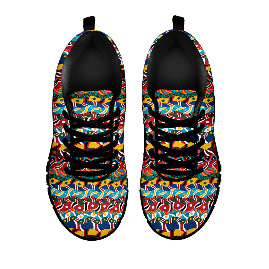 Afro African Ethnic Pattern Print Black Running Shoes