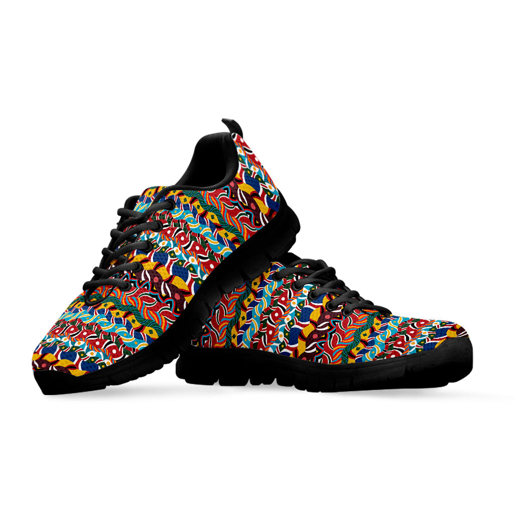 Afro African Ethnic Pattern Print Black Running Shoes