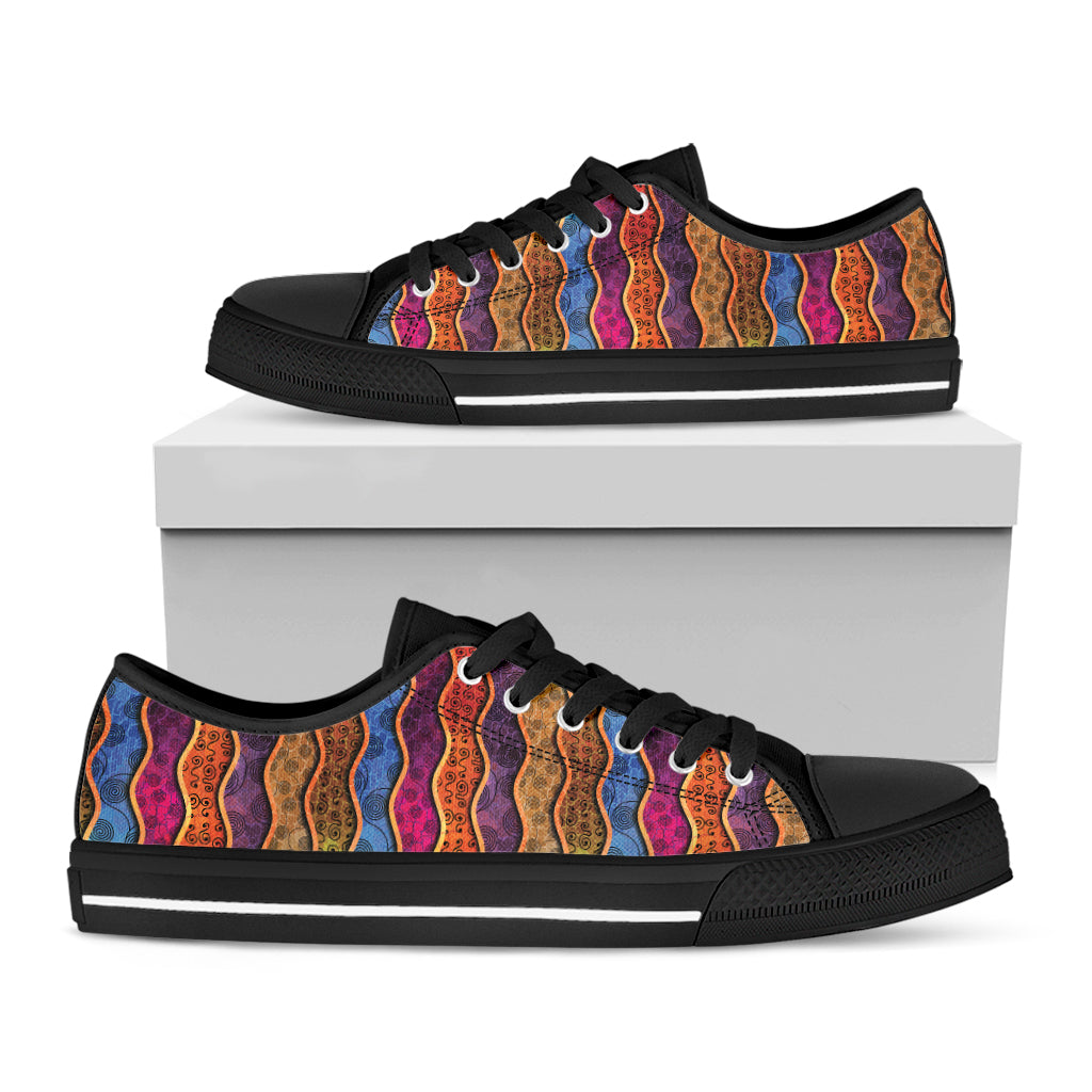 Afro Ethnic Inspired Print Black Low Top Sneakers