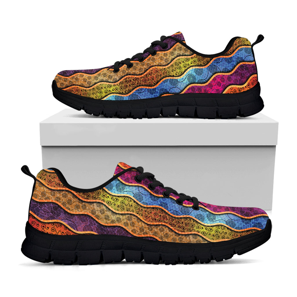 Afro Ethnic Inspired Print Black Running Shoes