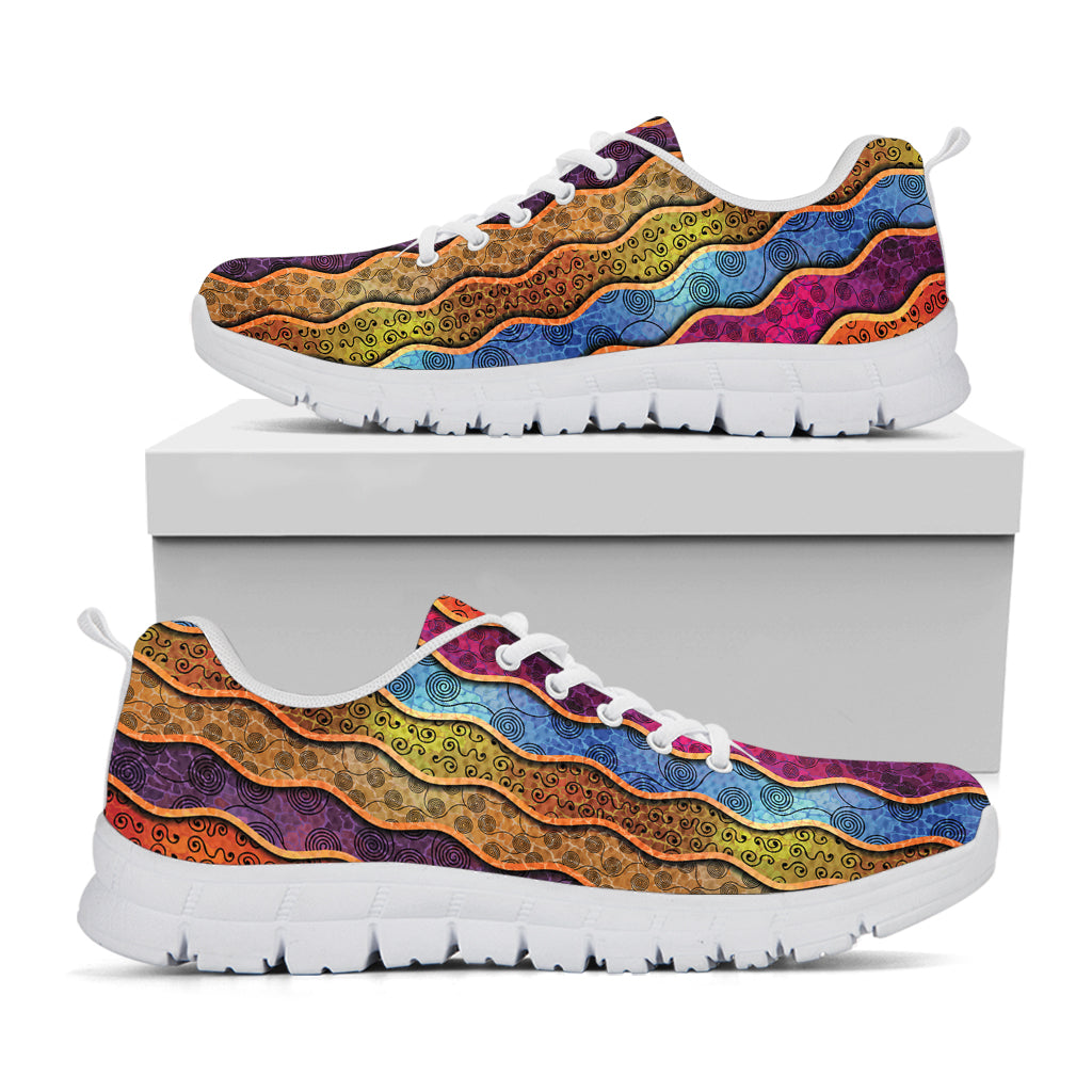 Afro Ethnic Inspired Print White Running Shoes