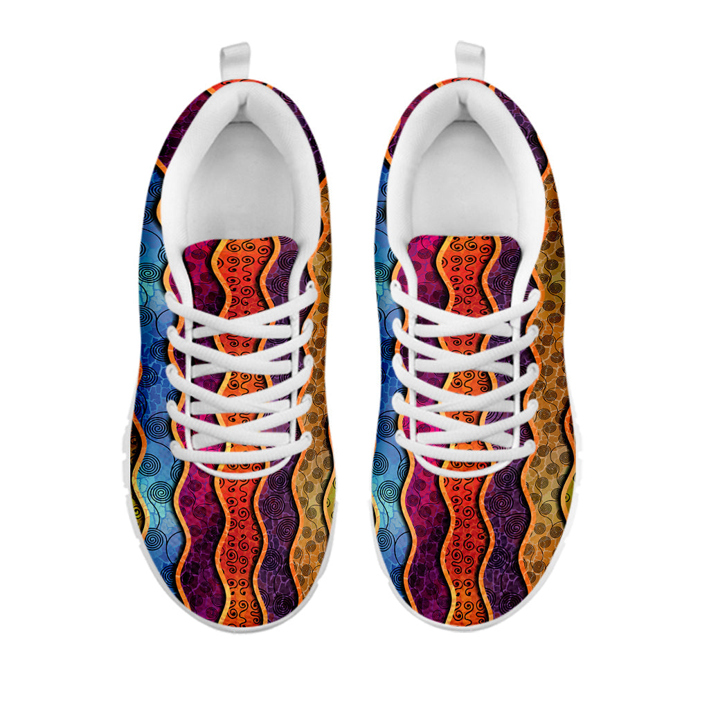 Afro Ethnic Inspired Print White Running Shoes