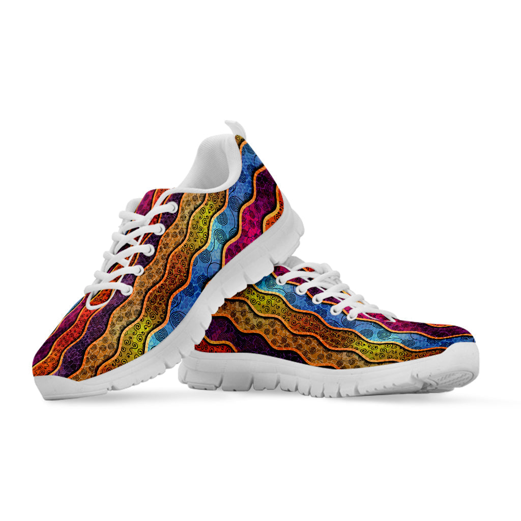 Afro Ethnic Inspired Print White Running Shoes