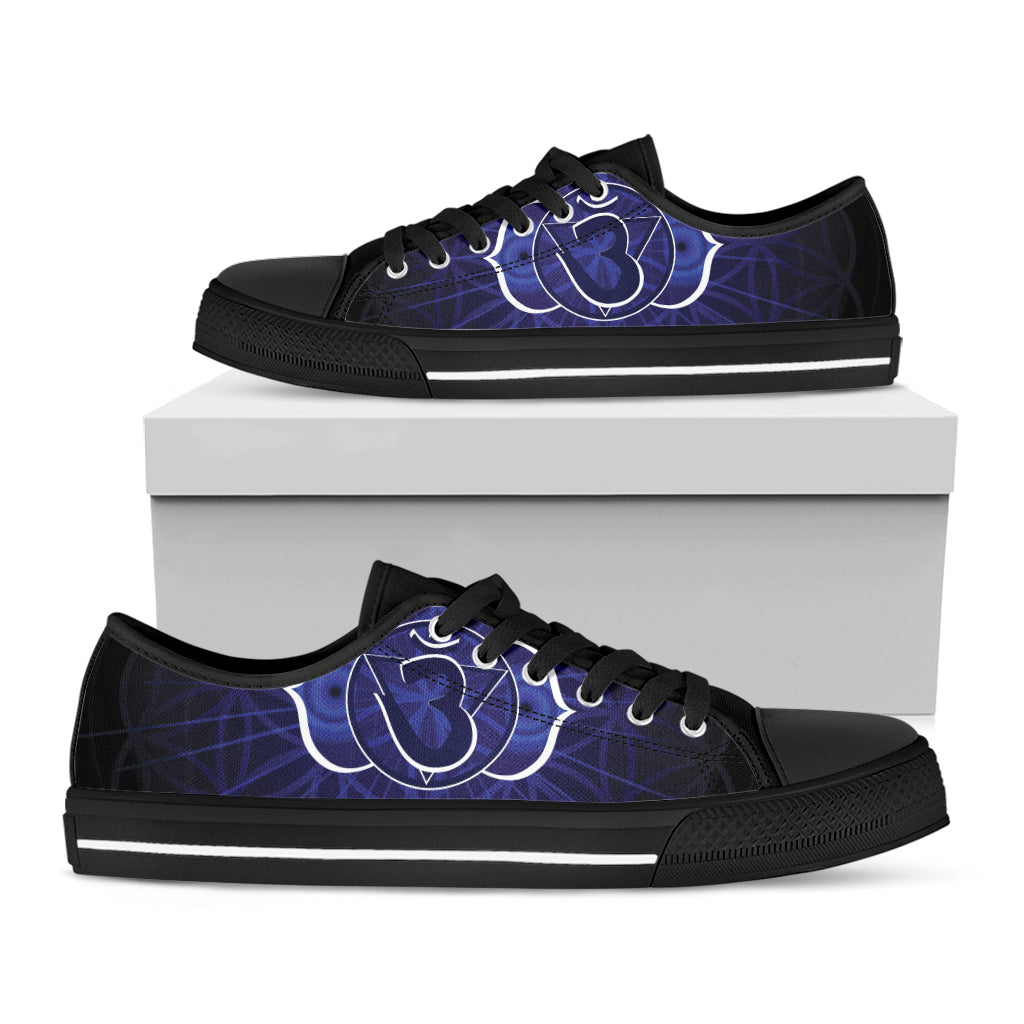 Ajna Chakra Spiritual Print Black Low Top Sneakers