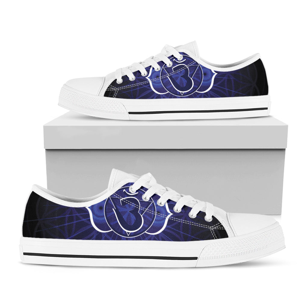 Ajna Chakra Spiritual Print White Low Top Sneakers