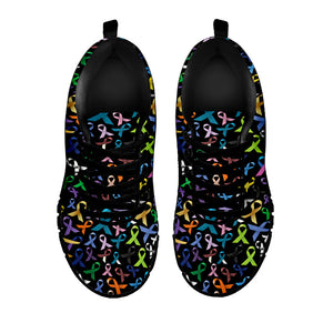 All Cancer Awareness Pattern Print Black Running Shoes