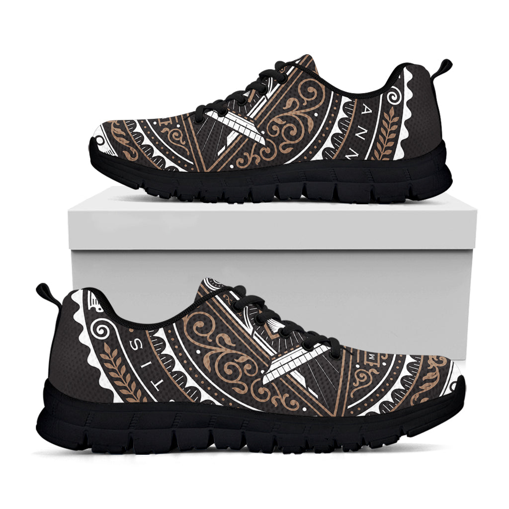 All Seeing Eye Symbol Print Black Running Shoes