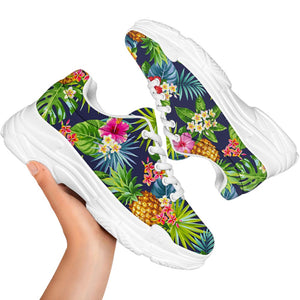Aloha Hawaii Tropical Pattern Print White Chunky Shoes