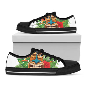Aloha Tiki Print Black Low Top Sneakers