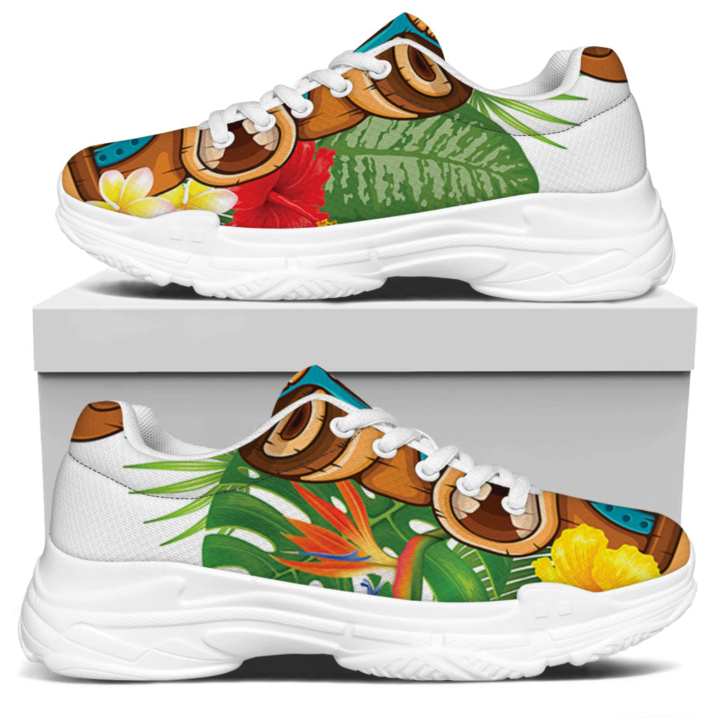 Aloha Tiki Print White Chunky Shoes