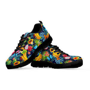 Aloha Tropical Fruits Pattern Print Black Running Shoes