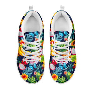 Aloha Tropical Fruits Pattern Print White Running Shoes
