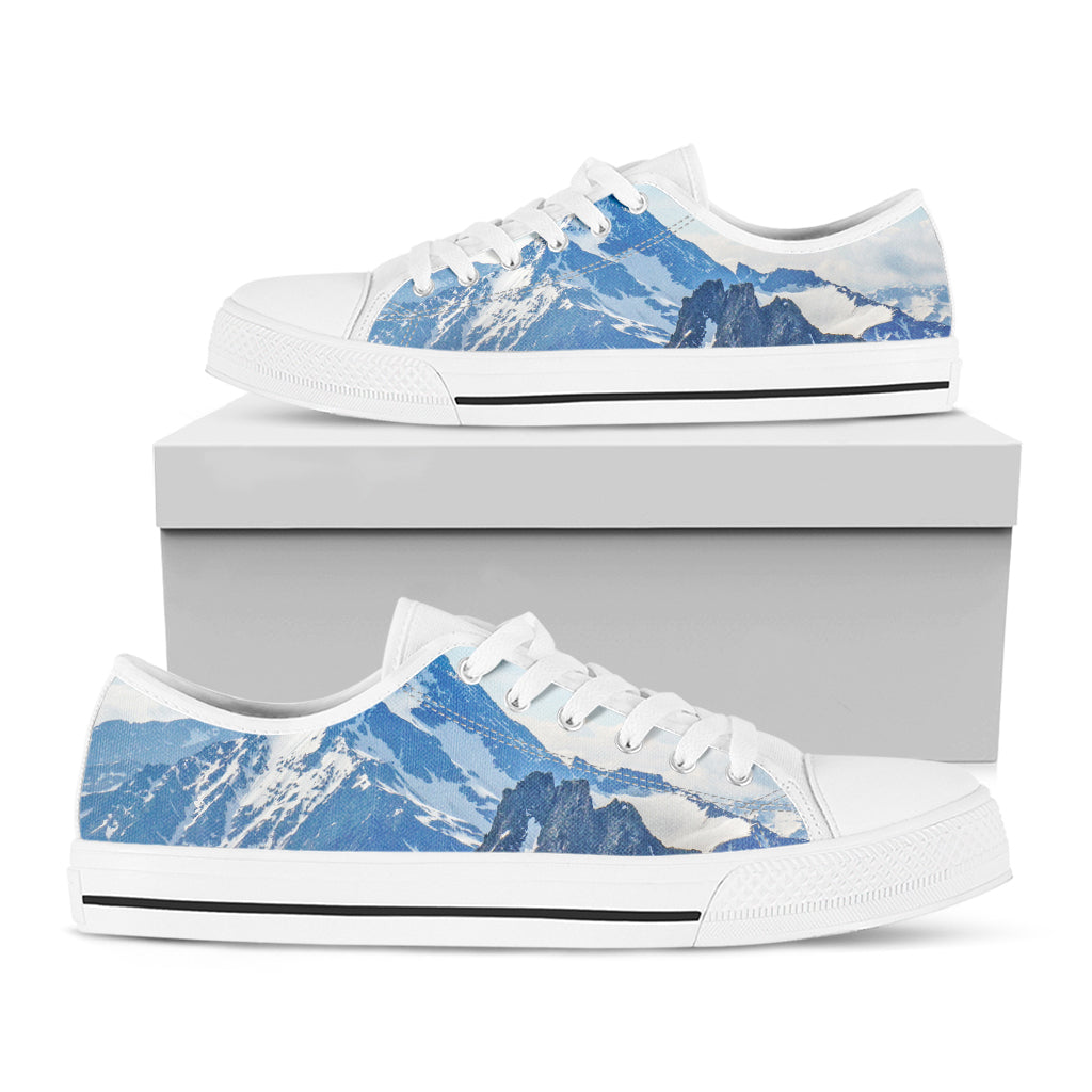 Alps Mountain Print White Low Top Sneakers