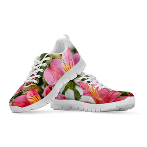 Alstroemeria Flower Print White Running Shoes