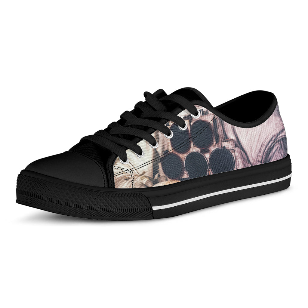 American Astronaut Cat Print Black Low Top Sneakers
