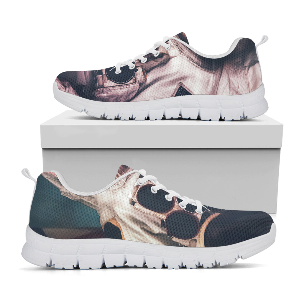 American Astronaut Cat Print White Running Shoes