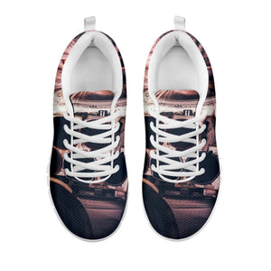 American Astronaut Cat Print White Running Shoes
