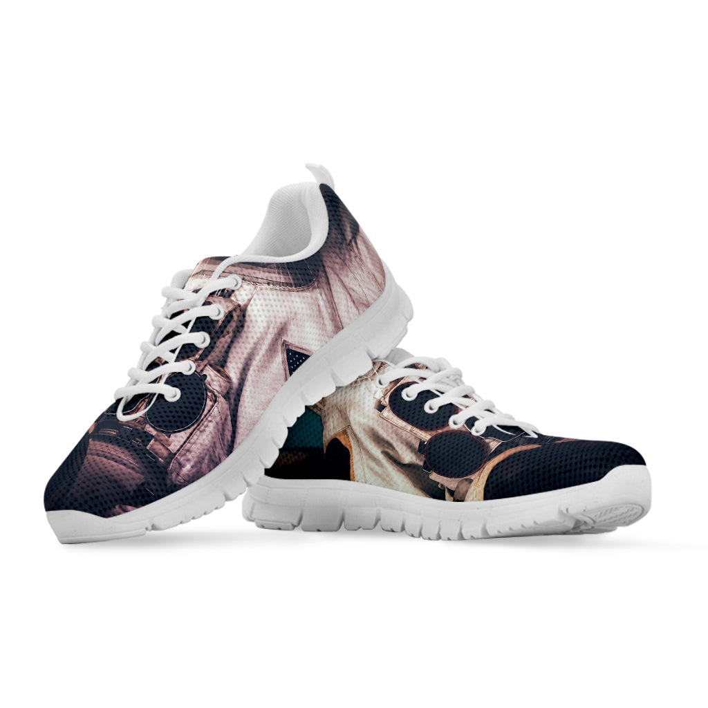 American Astronaut Cat Print White Running Shoes