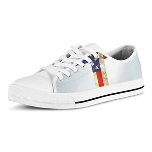 American Christian Cross Flag Print White Low Top Sneakers