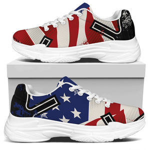 American Firefighter Emblem Print White Chunky Shoes