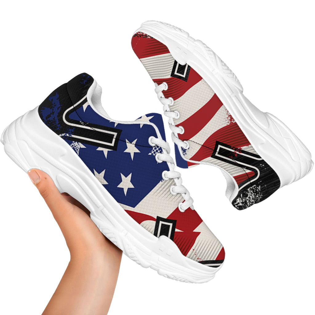 American Firefighter Emblem Print White Chunky Shoes