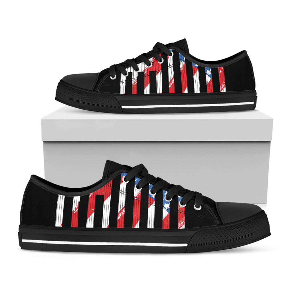 American Flag Freedom Life Print Black Low Top Sneakers