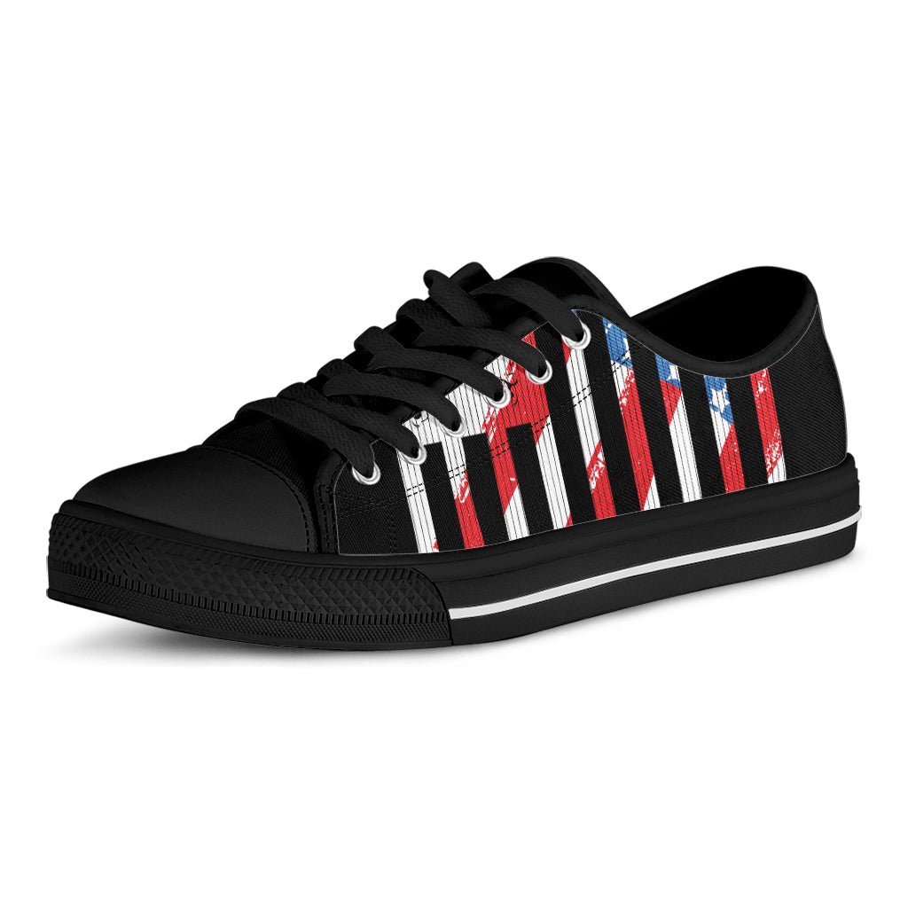 American Flag Freedom Life Print Black Low Top Sneakers