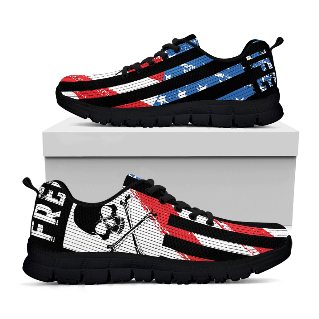 American Flag Freedom Life Print Black Running Shoes