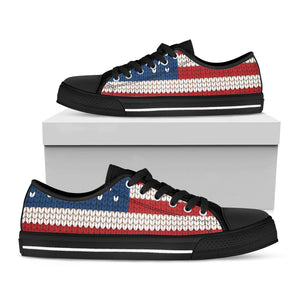 American Flag Knitted Print Black Low Top Sneakers
