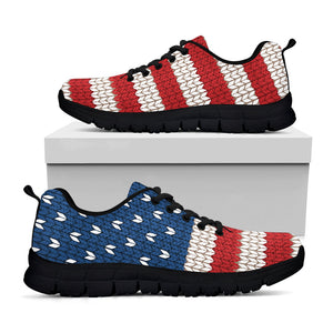 American Flag Knitted Print Black Running Shoes