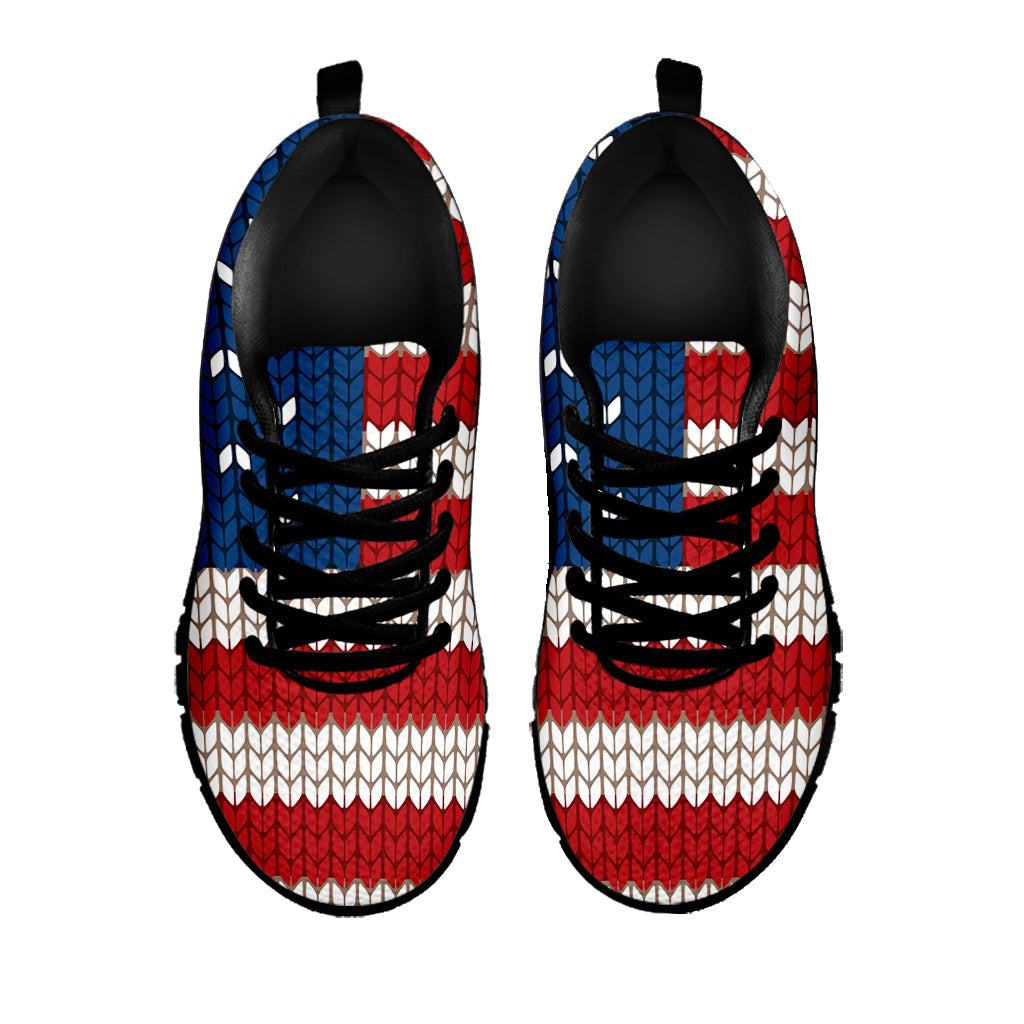 American Flag Knitted Print Black Running Shoes