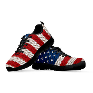 American Flag Knitted Print Black Running Shoes