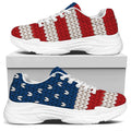American Flag Knitted Print White Chunky Shoes
