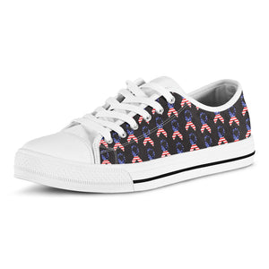 American Flag Ribbon Pattern Print White Low Top Sneakers