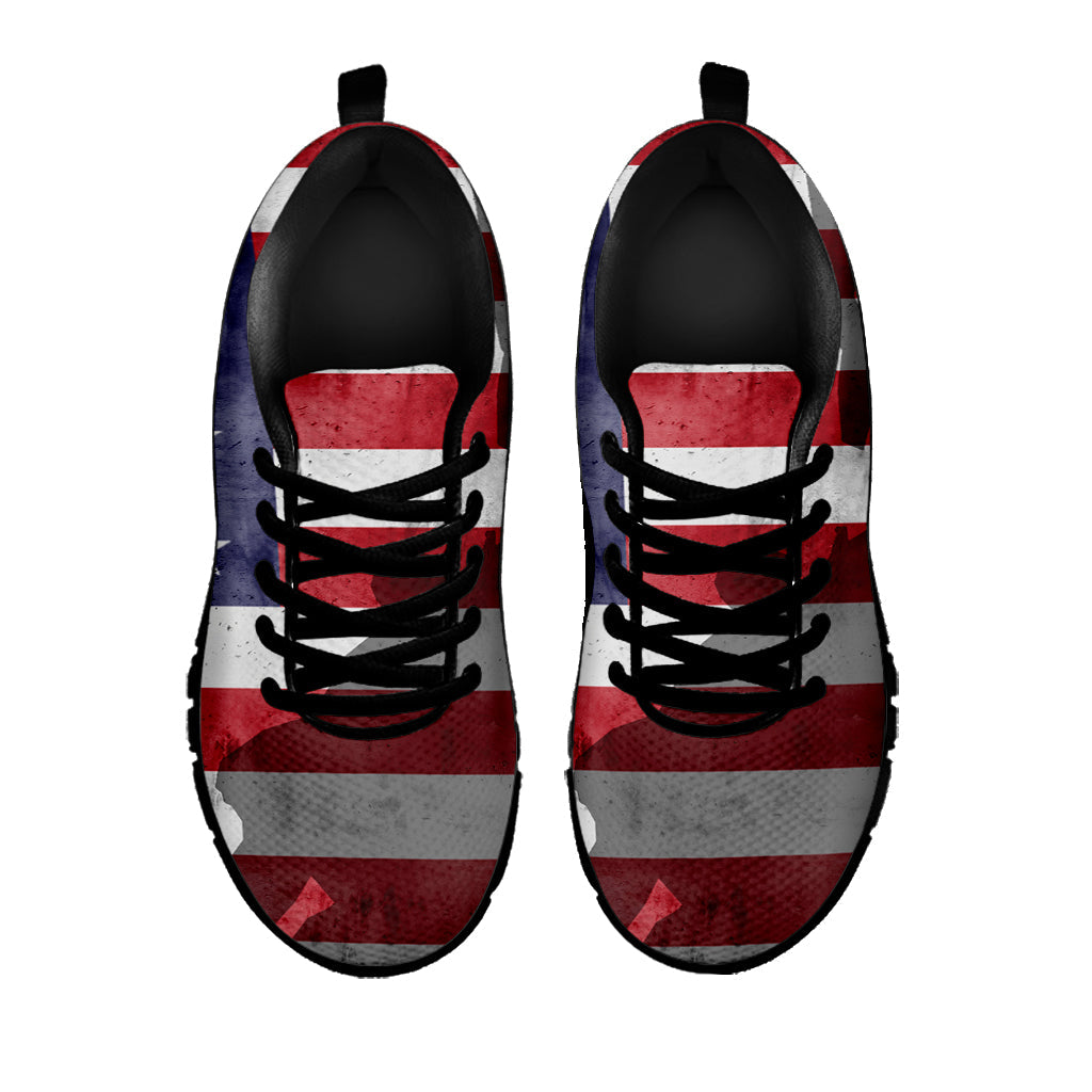 American Flag War Memorial Print Black Running Shoes