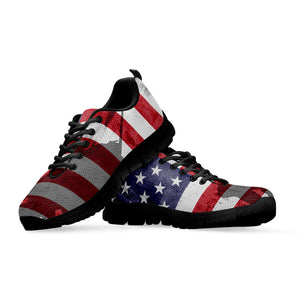 American Flag War Memorial Print Black Running Shoes