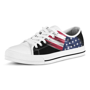 American Flag Wing Print White Low Top Sneakers