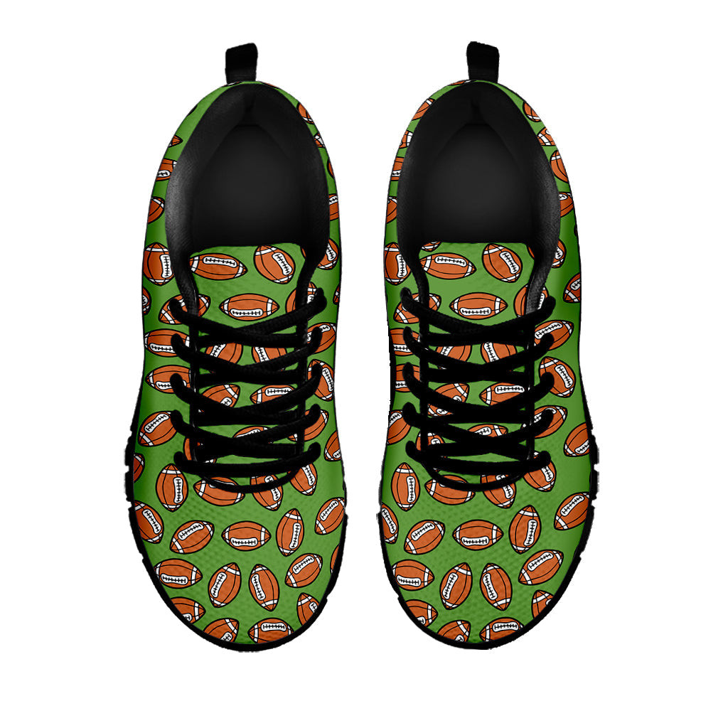 American Football Ball Pattern Print Black Running Shoes