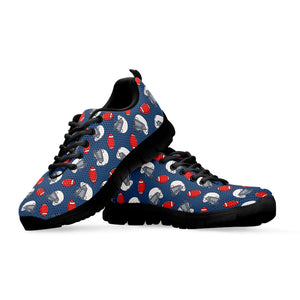 American Football Pattern Print Black Running Shoes