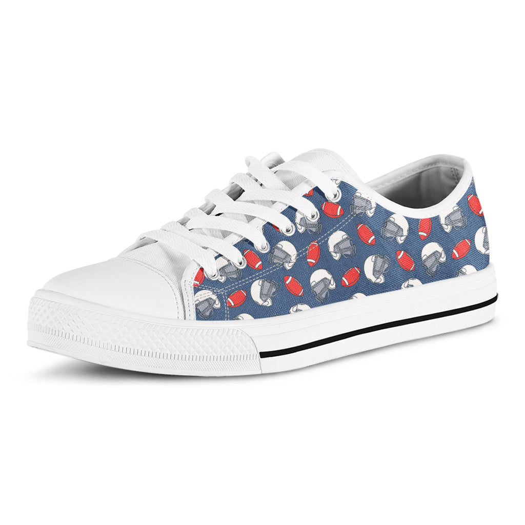 American Football Pattern Print White Low Top Sneakers