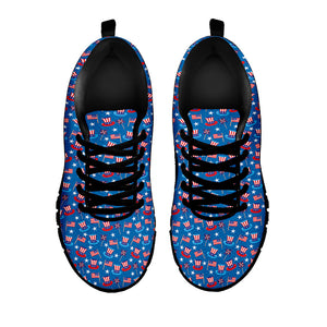American Independence Day Pattern Print Black Running Shoes