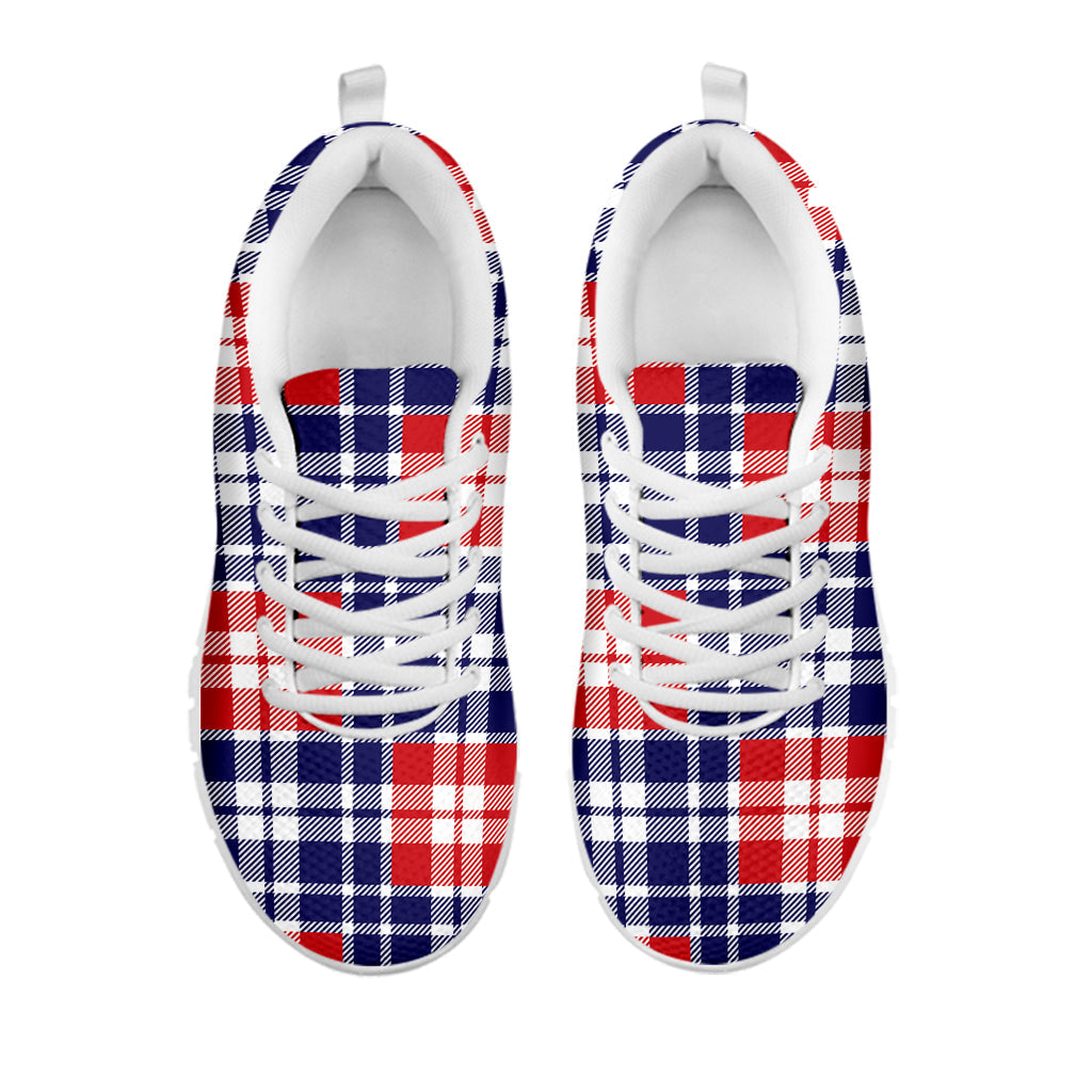 American Independence Day Plaid Print White Running Shoes