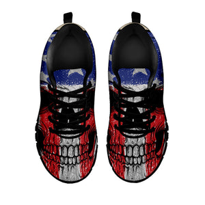 American Patriotic Skull Print Black Running Shoes