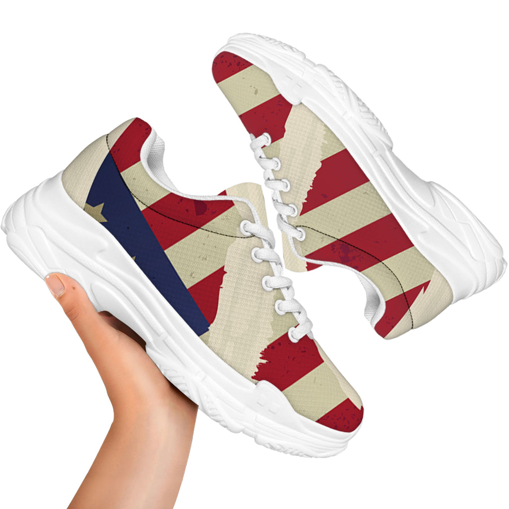 American Peace Flag Print White Chunky Shoes