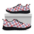 American Plaid Pattern Print Black Running Shoes