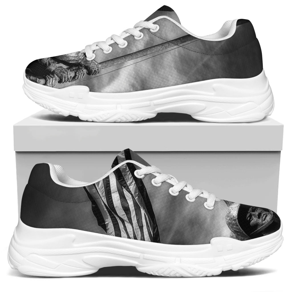 American War Memorial Print White Chunky Shoes