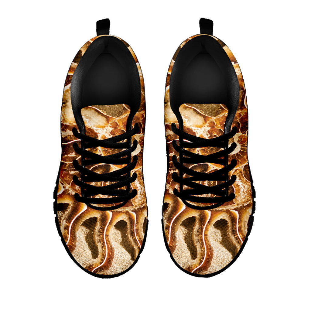Ammonite Fossil Print Black Running Shoes